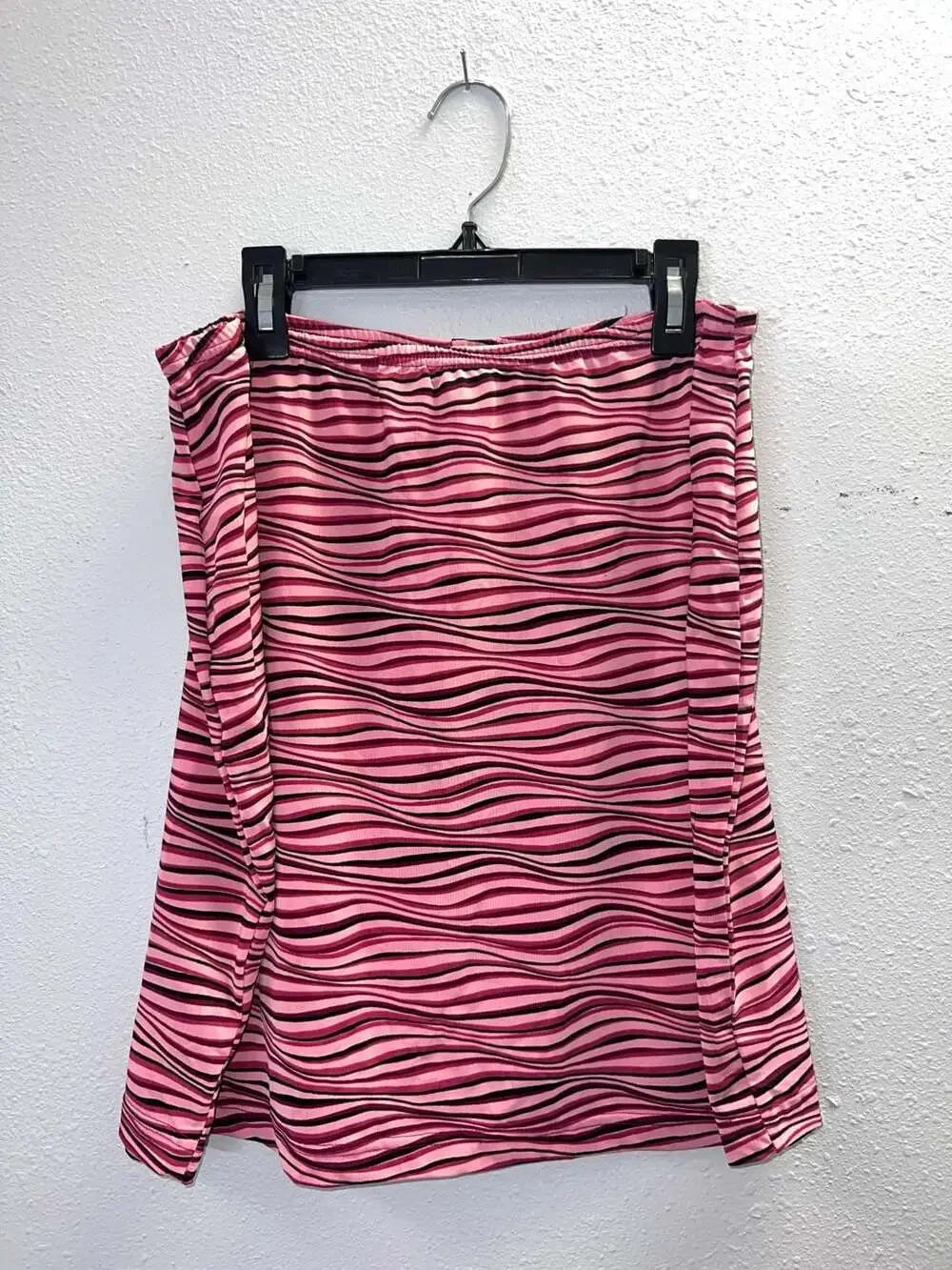 VINTAGE Y2K No Boundaries Pink Wavy Print Mini Skirt Retro Rave Bimbocore 0267